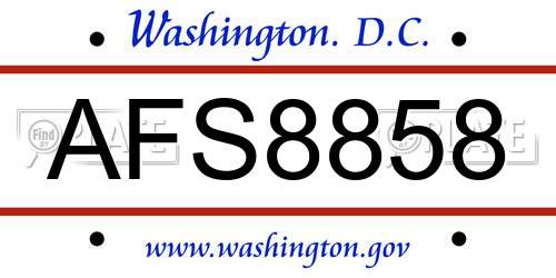 AFS8858 District Of Columbia License Plate