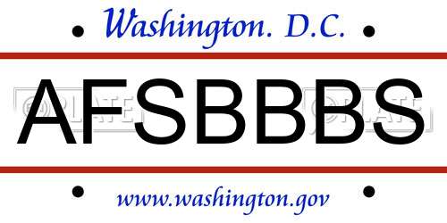 AFSBBBS District Of Columbia License Plate