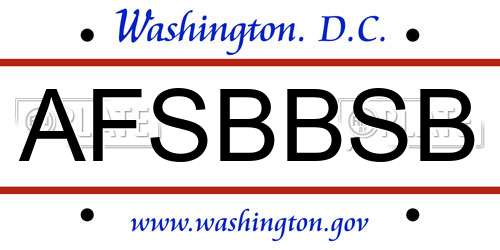 AFSBBSB District Of Columbia License Plate