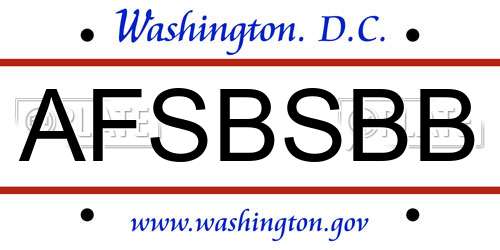 AFSBSBB District Of Columbia License Plate