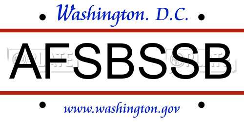 AFSBSSB District Of Columbia License Plate