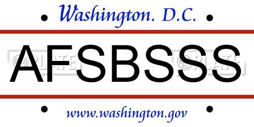 AFSBSSS District Of Columbia License Plate