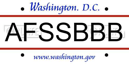 AFSSBBB District Of Columbia License Plate