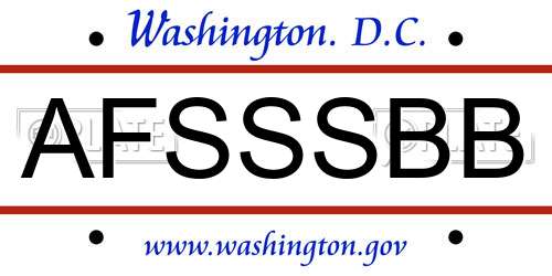 AFSSSBB District Of Columbia License Plate