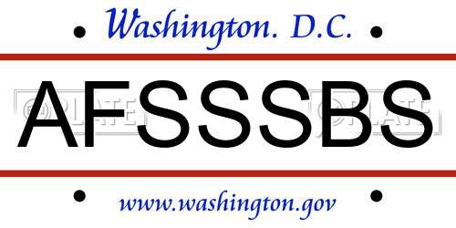 AFSSSBS District Of Columbia License Plate