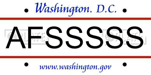 AFSSSSS District Of Columbia License Plate