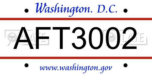 AFT3002 District Of Columbia License Plate