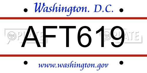 AFT619 District Of Columbia License Plate