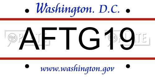 AFTG19 District Of Columbia License Plate