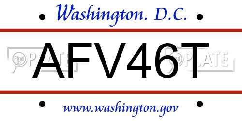 AFV46T District Of Columbia License Plate