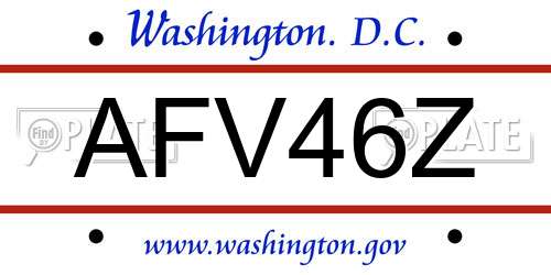 AFV46Z District Of Columbia License Plate