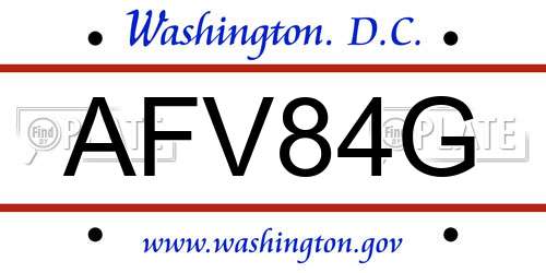 AFV84G District Of Columbia License Plate