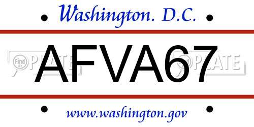 AFVA67 District Of Columbia License Plate