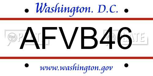 AFVB46 District Of Columbia License Plate