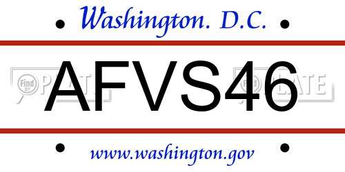 AFVS46 District Of Columbia License Plate
