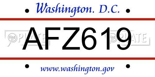 AFZ619 District Of Columbia License Plate