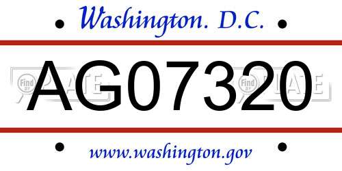 AG07320 District Of Columbia License Plate