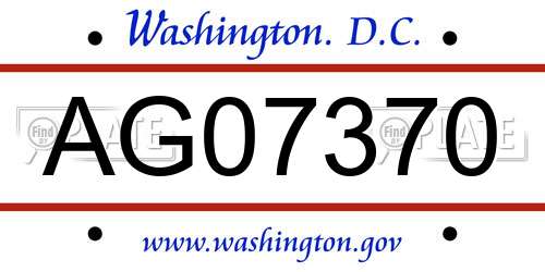 AG07370 District Of Columbia License Plate