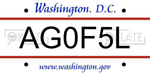 AG0F5L District Of Columbia License Plate