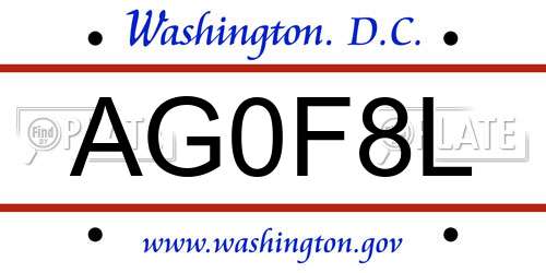 AG0F8L District Of Columbia License Plate