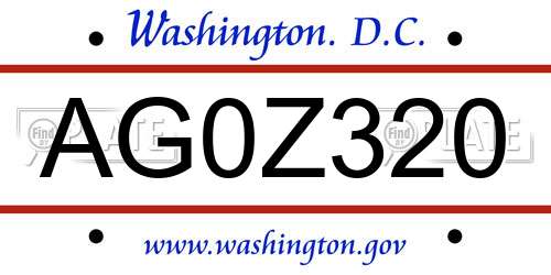 AG0Z320 District Of Columbia License Plate