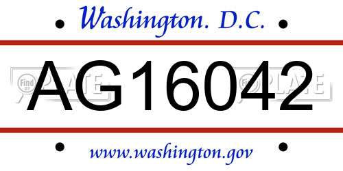 AG16042 District Of Columbia License Plate
