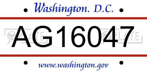 AG16047 District Of Columbia License Plate