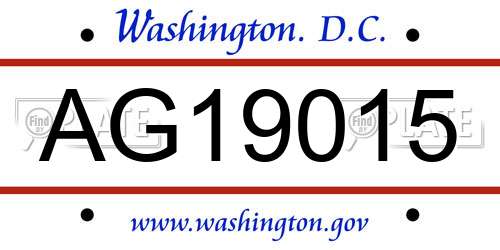 AG19015 District Of Columbia License Plate