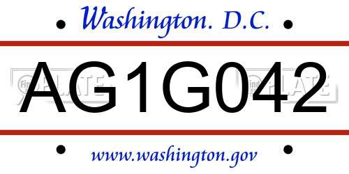 AG1G042 District Of Columbia License Plate
