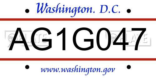 AG1G047 District Of Columbia License Plate
