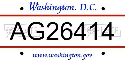 AG26414 District Of Columbia License Plate