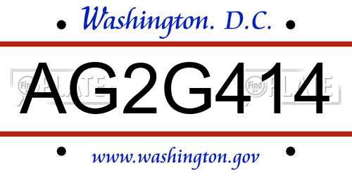 AG2G414 District Of Columbia License Plate