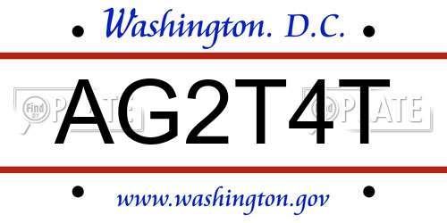 AG2T4T District Of Columbia License Plate