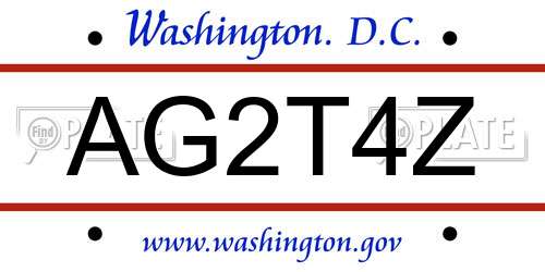 AG2T4Z District Of Columbia License Plate