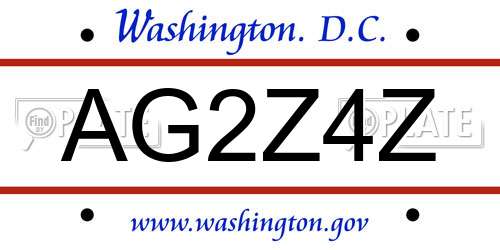 AG2Z4Z District Of Columbia License Plate