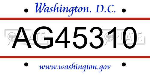 AG45310 District Of Columbia License Plate