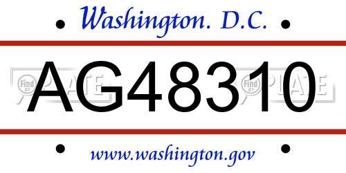 AG48310 District Of Columbia License Plate
