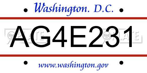 AG4E231 District Of Columbia License Plate