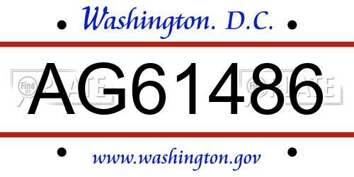 AG61486 District Of Columbia License Plate