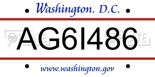 AG6I486 District Of Columbia License Plate