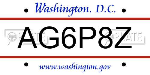 AG6P8Z District Of Columbia License Plate