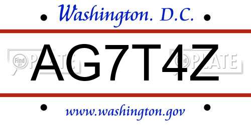 AG7T4Z District Of Columbia License Plate