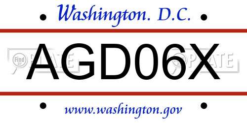 AGD06X District Of Columbia License Plate