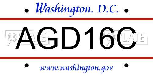 AGD16C District Of Columbia License Plate