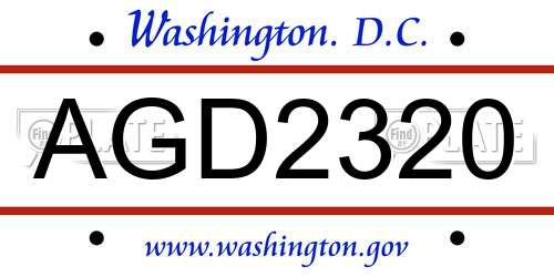 AGD2320 District Of Columbia License Plate