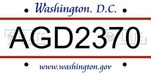 AGD2370 District Of Columbia License Plate