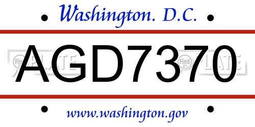 AGD7370 District Of Columbia License Plate