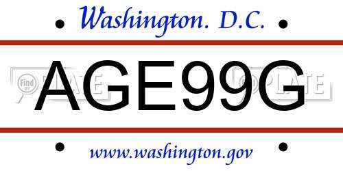 AGE99G District Of Columbia License Plate