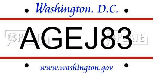 AGEJ83 District Of Columbia License Plate