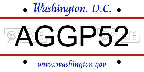 AGGP52 District Of Columbia License Plate